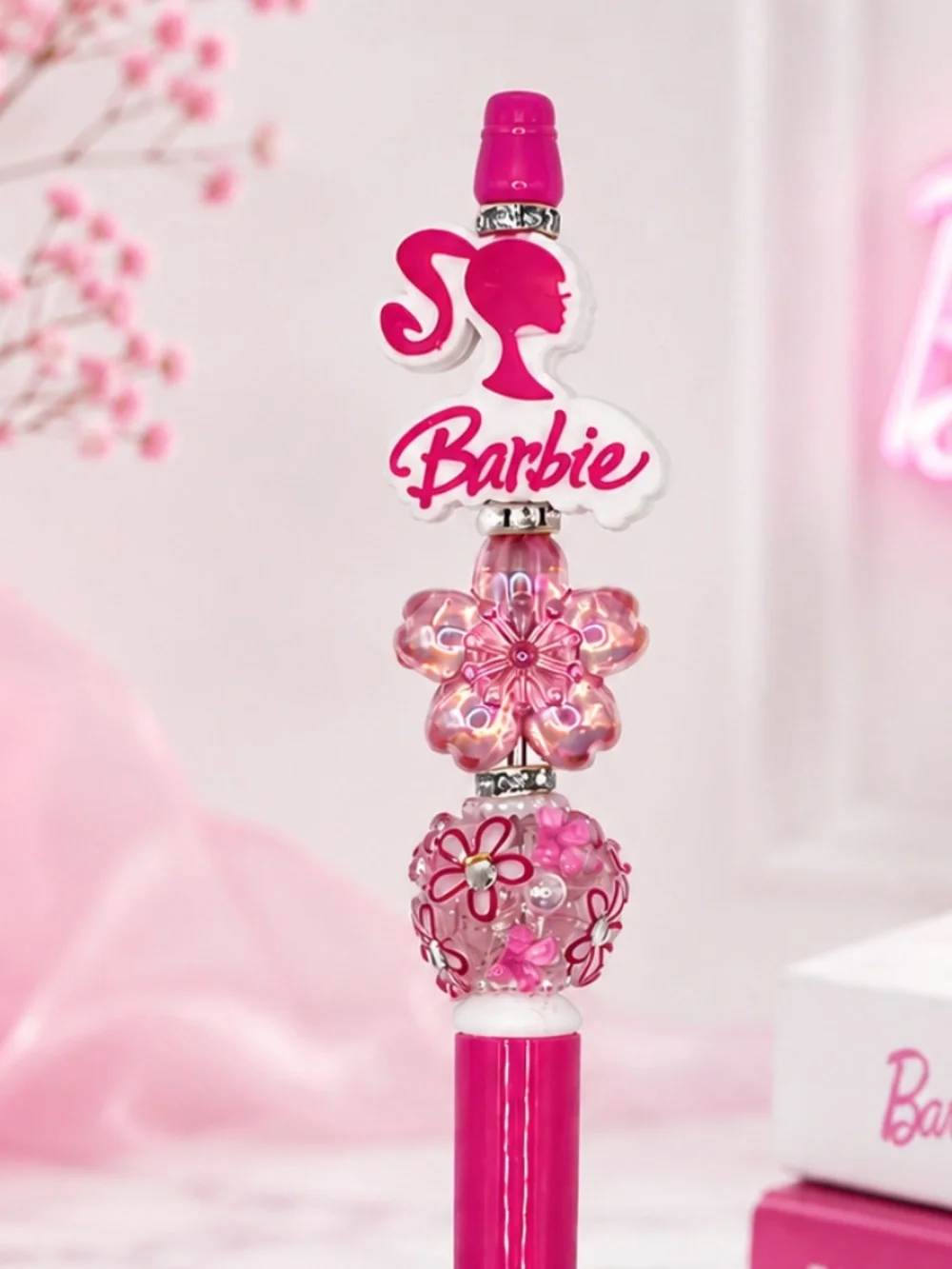 Pink Bloom Beaded Pen